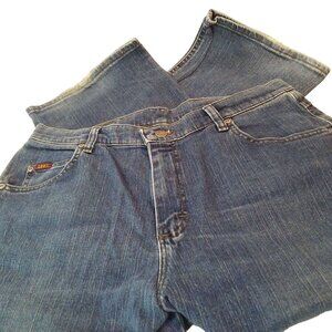 Y2K Lee Denim Mom Jeans Bootcut Lady-14M(32x32) Stretch Soft-Worn 5-Pocket Fray